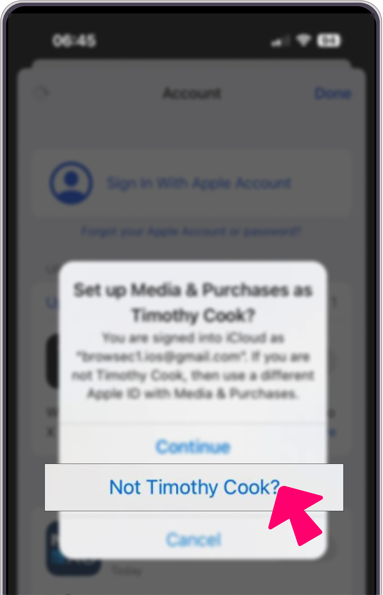 Выбор другого аккаунта
